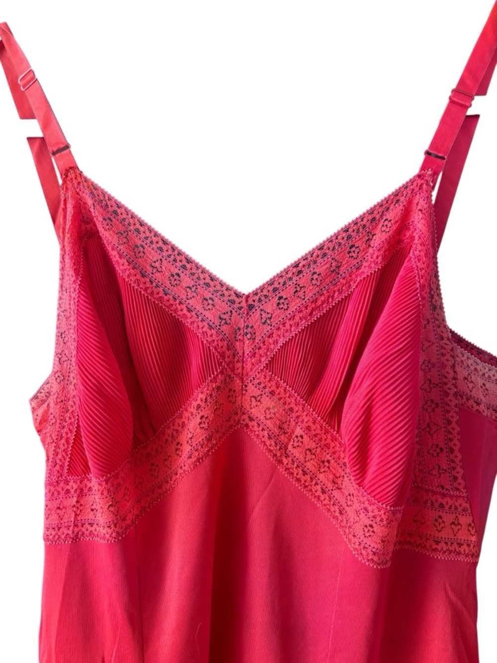 Vintage Kayser Red Lace Slip Dress Nightgown Love-Lines Lingerie Y2K